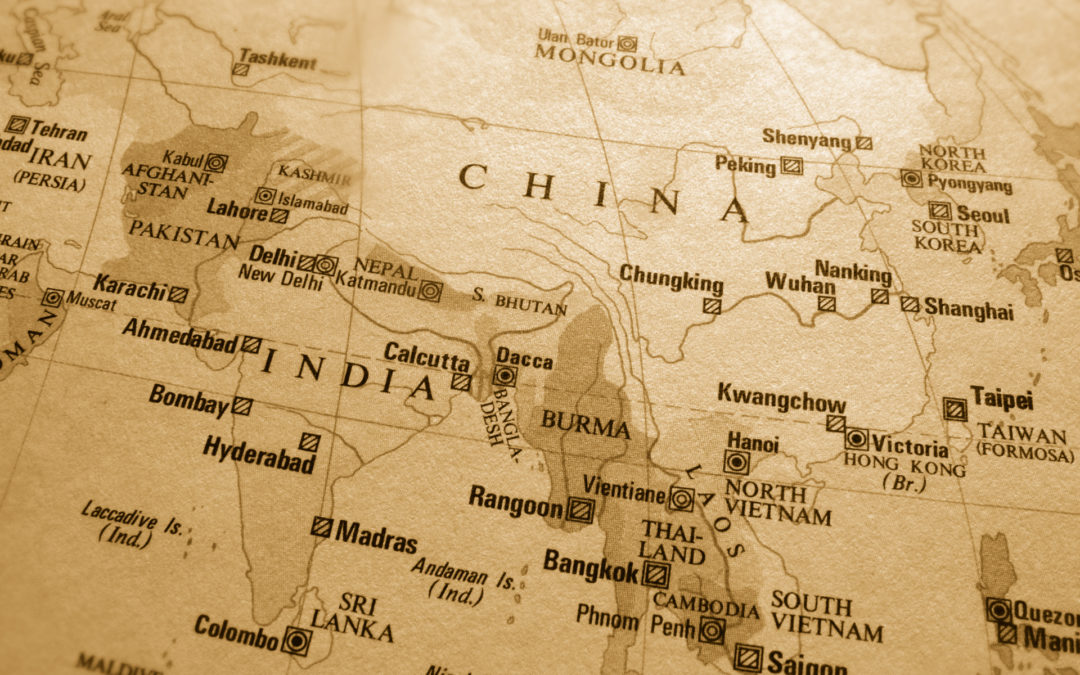 Map of China and India